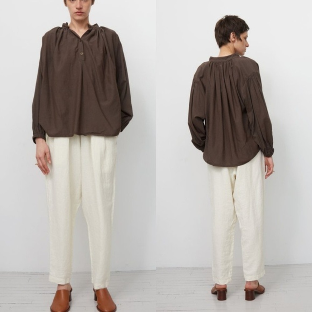 Black Crane long sleeve top, green/ brown size M